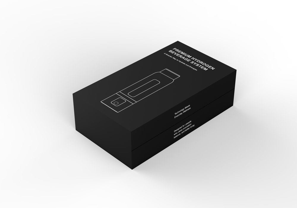 Custom branded premium packaging for the VP608 hydrogen beverage system